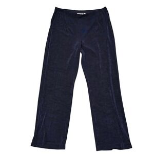 Chico's Women's L Petite Navy Blue Acetate Blend Pull On Pants Slacks Trousers